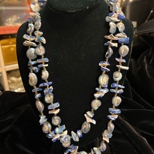 Vintage seashell necklace 60s-70s Blue Shells